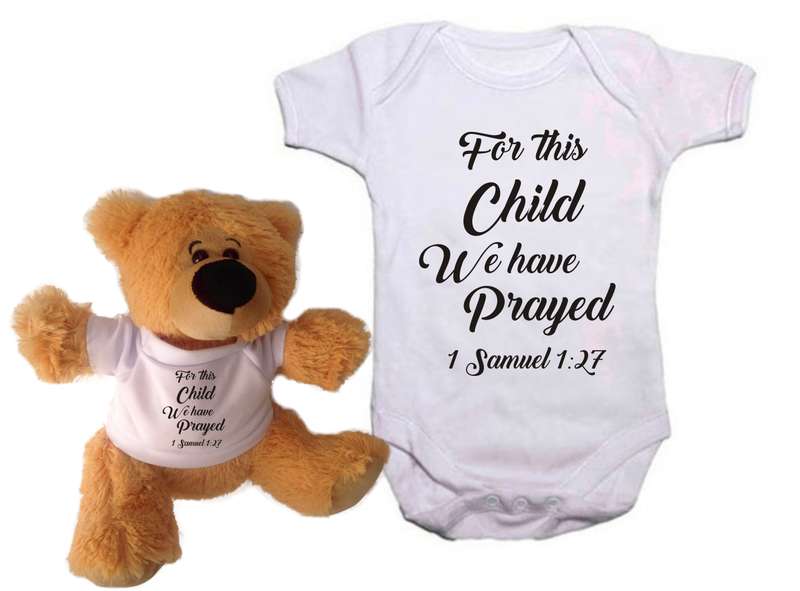 For this Child we have Prayed  Baby grow and teddy combo