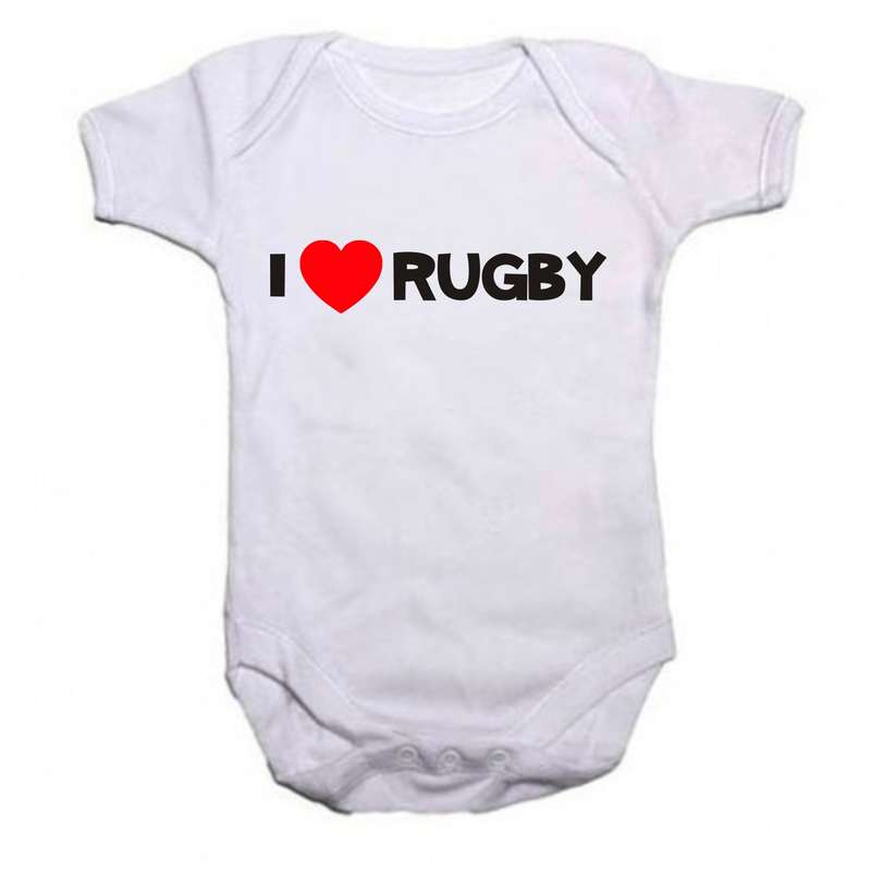 I love Rugby baby grow
