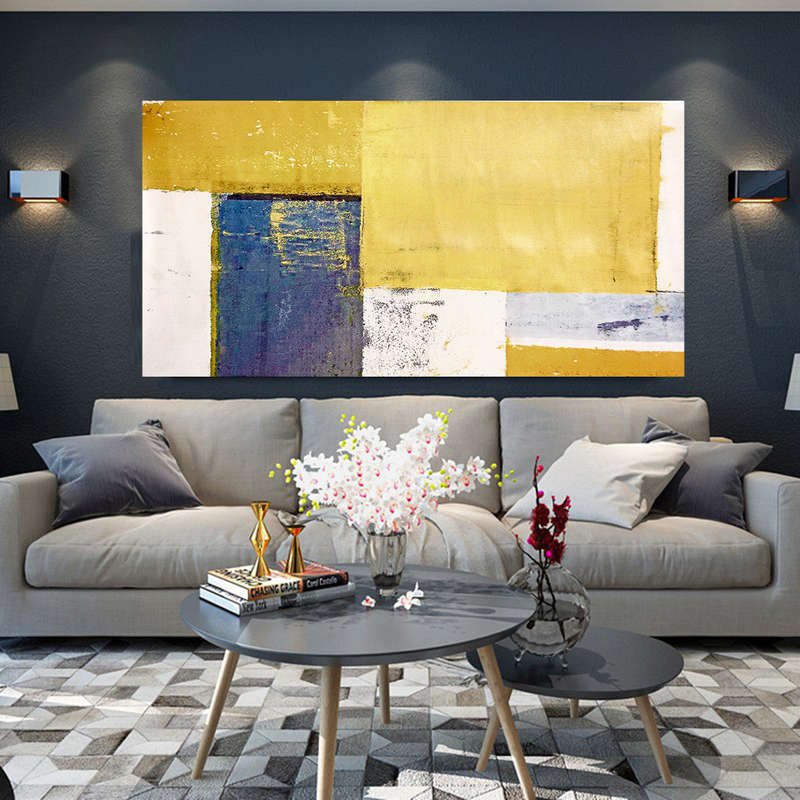 Abstract Yellow Canvas Art Print Oil Paintings Picture Wall Hanging Home Decor (Unframed) - 1