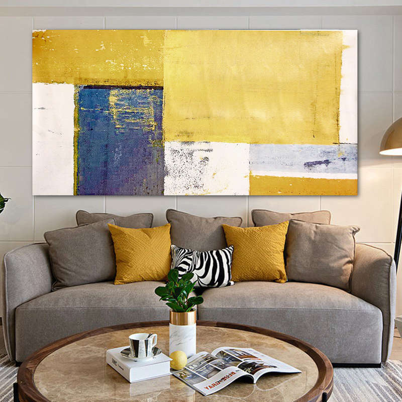 Abstract Yellow Canvas Art Print Oil Paintings Picture Wall Hanging Home Decor (Unframed) - 1