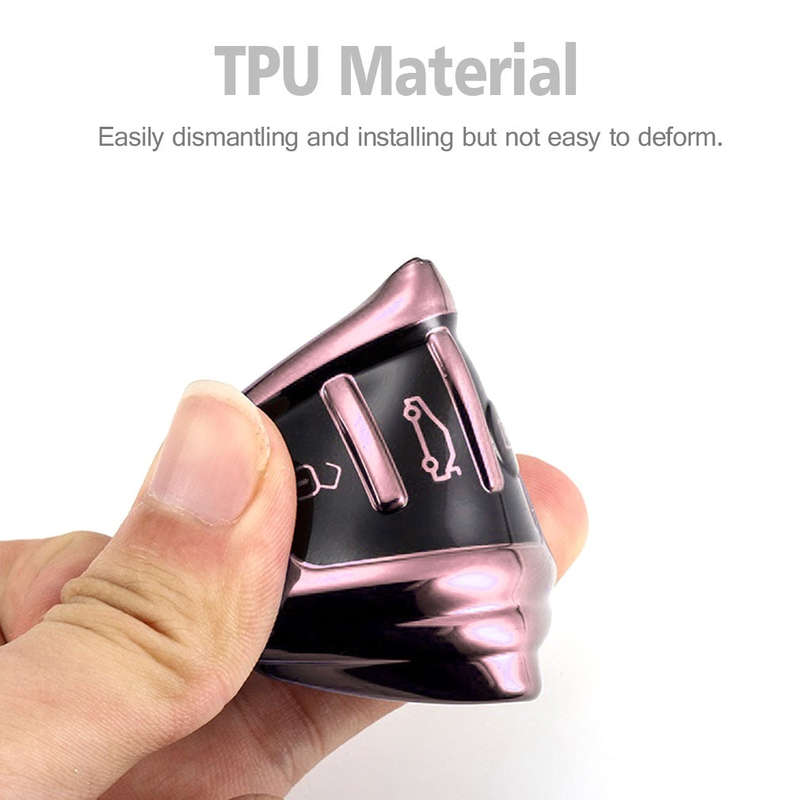 TPU One-piece Electroplating Opening Full Coverage Car Key Case with Key Ring for Audi A3 / Q3 (Pink