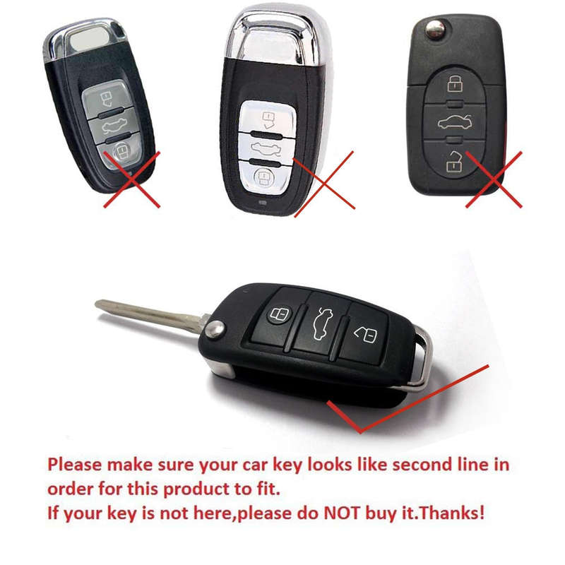 TPU One-piece Electroplating Opening Full Coverage Car Key Case with Key Ring for Audi A3 / Q3 (Pink