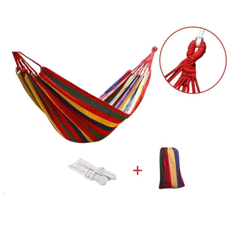 Thickened Canvas Hammock Outdoor Anti-rollover Portable Swing 190x80cm, Style: With Stick (RedStripe