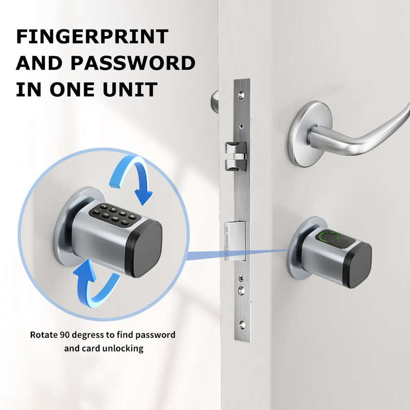 Smart Life Tuya Bluetooth Access Control Fingerprint Keypad Card Key Cylinder Door Lock (Silver)