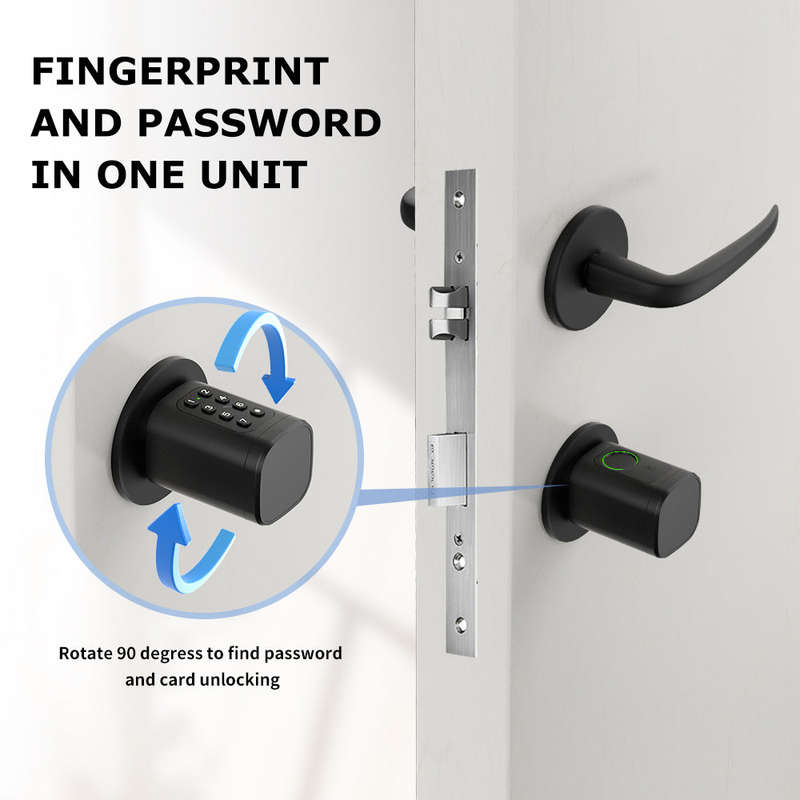 Smart Life Tuya Bluetooth Access Control Fingerprint Keypad Card Key Cylinder Door Lock (Black)