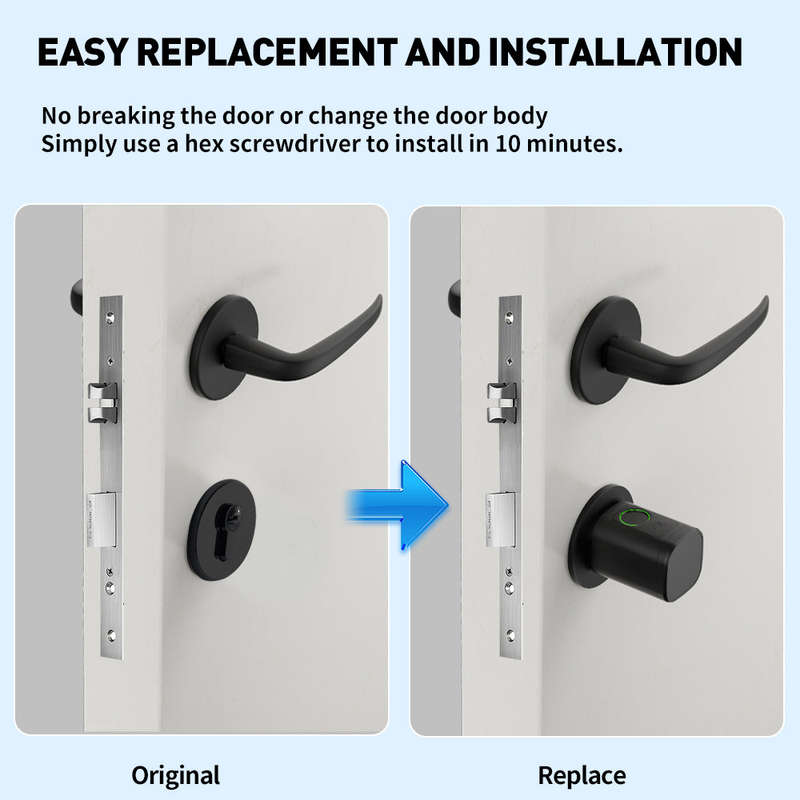 Smart Life Tuya Bluetooth Access Control Fingerprint Keypad Card Key Cylinder Door Lock (Black)