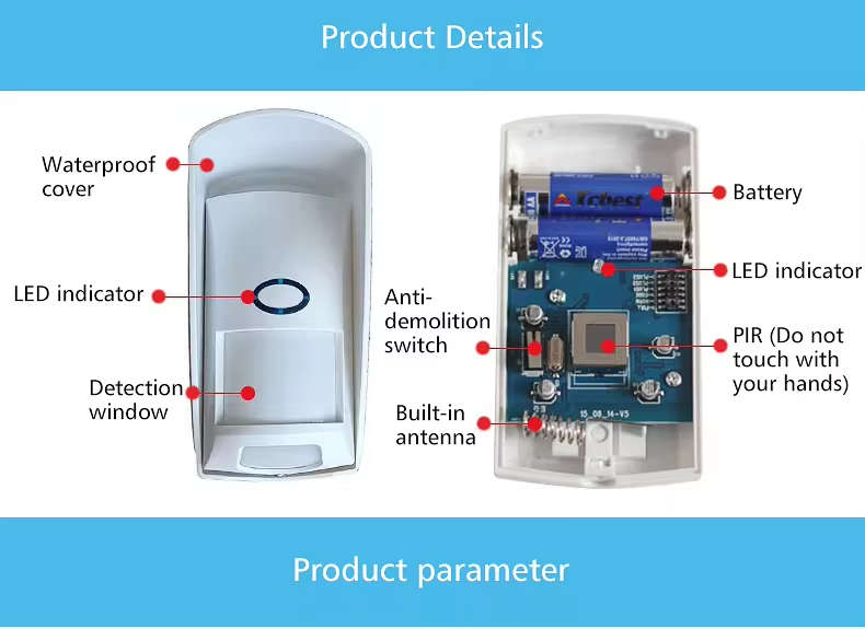 Wireless Outdoor IP64 PIR Motion Detector for H502 GSM Alarm System | RF433MHz | 3V