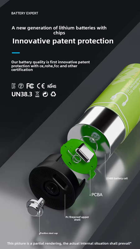 BESTON C Cell USB C Rechargeable Lithium-ion Battery | 1.5V | 4900mAh | 2 Pack