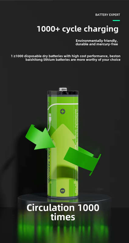 BESTON AA USB C Rechargeable Lithium-ion Battery | 14500 | 1.5V | 2000mAh | 4 Pack