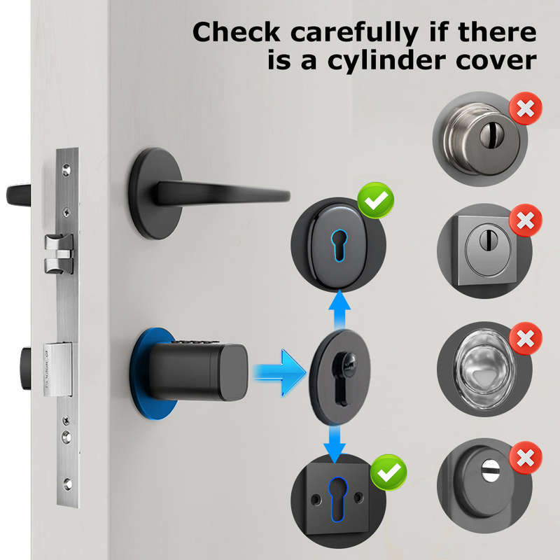 Smart Life Tuya Bluetooth Access Control Fingerprint Keypad Card Key Cylinder Door Lock (Black)