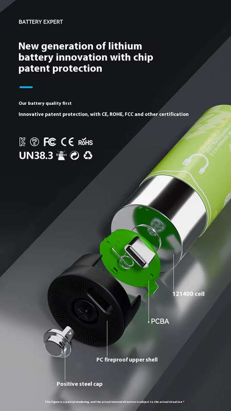 BESTON D Cell USB C Rechargeable Lithium-ion Battery | 1.5V | 4900mAh | 2 Pack