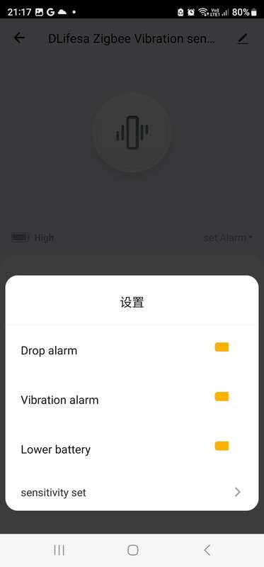 Smart Life Tuya Zigbee Vibration Sensor Detector | 3V