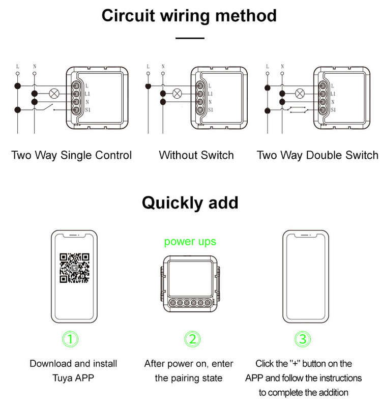 Smart Life Tuya WIFI 1CH 300W LED Light / 16A 3500W Appliance Neutral Mini Switch
