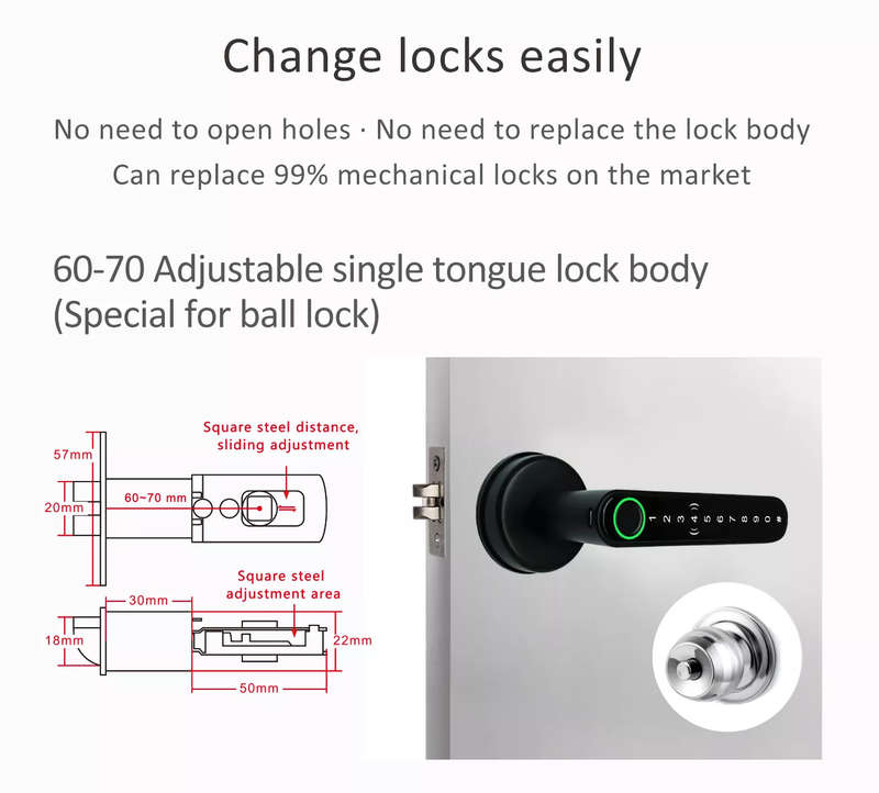 Smart Life Tuya Bluetooth Access Control Fingerprint Keypad Card Door Handle Lock (Silver)