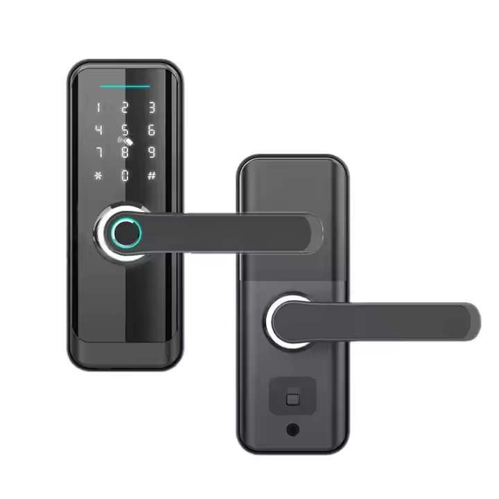 Smart Life Tuya WIFI Access Control Fingerprint Keypad Card Door Handle Lock HR09 (Black)