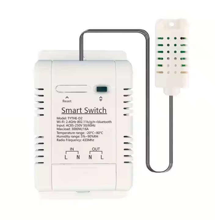 Smart Life Tuya WIFI 1CH 16A 3000W Switch w/ Temperature Humidity Sensor w/ Power Monitor & RF433Mhz