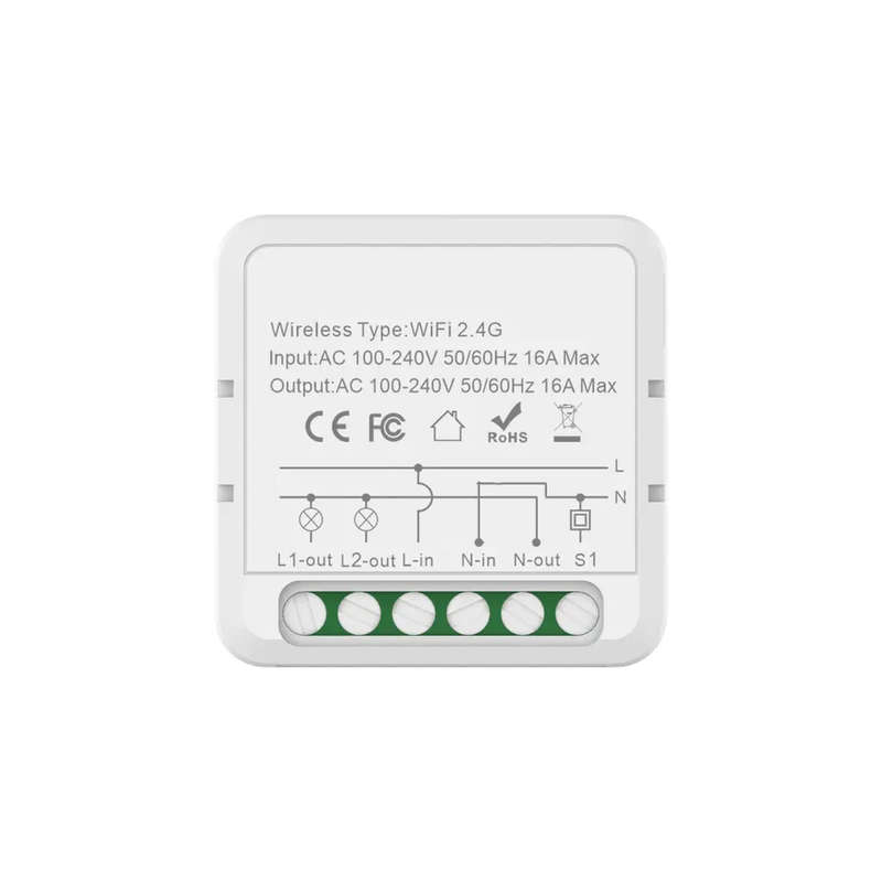 Smart Life Tuya WIFI 2CH 16A 3500W Appliance / 200W LED Light Mini Switch