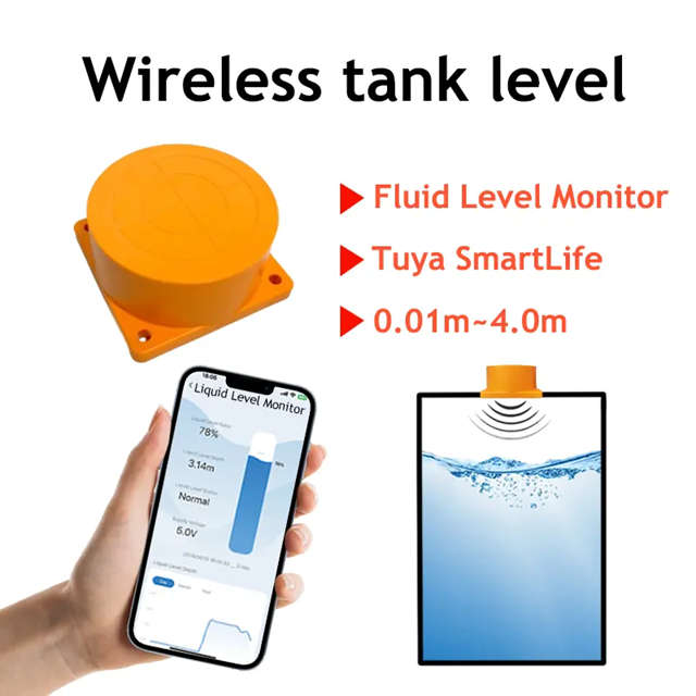 Smart Life Tuya WIFI Solar Ultrasonic Liquid Water Level Tank Monitor Sensor | 5V