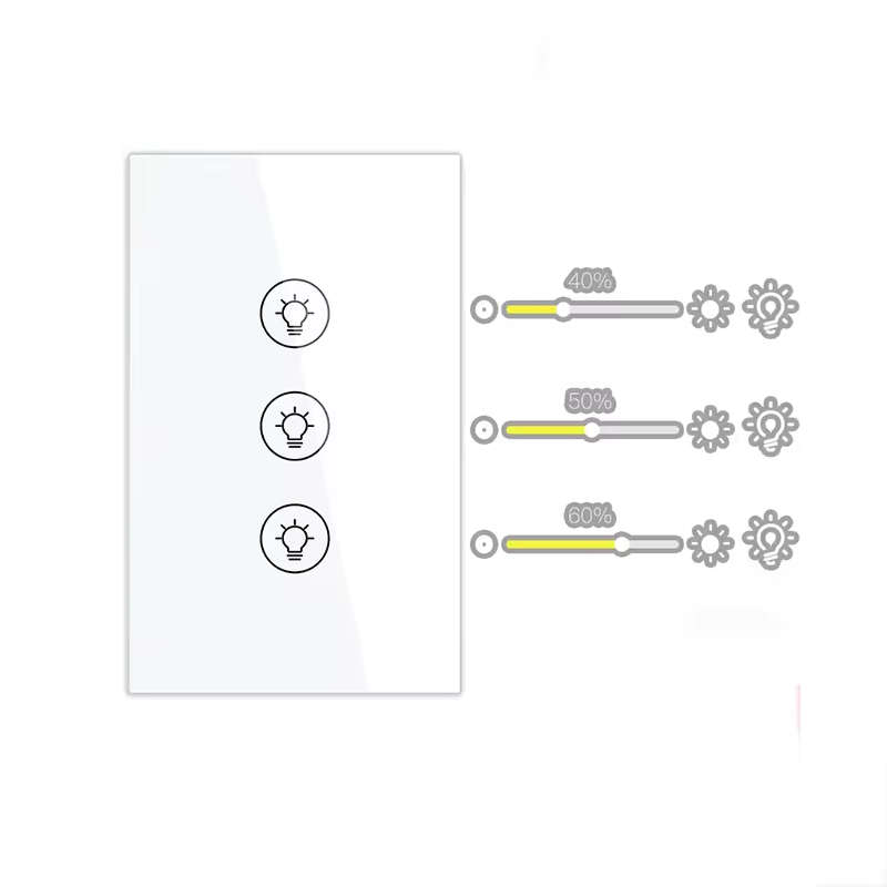 Smart Life Tuya WIFI 3CH Dimmer Light Switch | Live & Neutral Wire | White