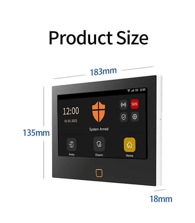 Smart Life Tuya WIFI 4G SIM Card 7 inch Touch Screen Alarm System | H700 | 5V/ 12V w/ Backup Battery