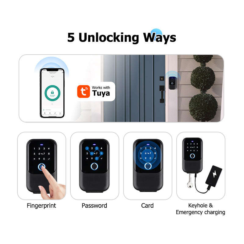 Smart Life Tuya Bluetooth Access Control Fingerprint Keypad Card Key Box (Black)
