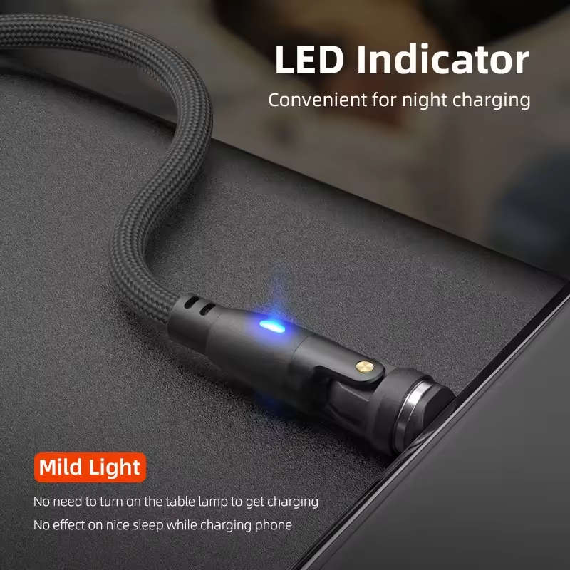 6 in 1 Magnetic Rotatable Cable Data Fast Charging PD100W 1.8m Micro, USB C, IOS Nylon Braided Red