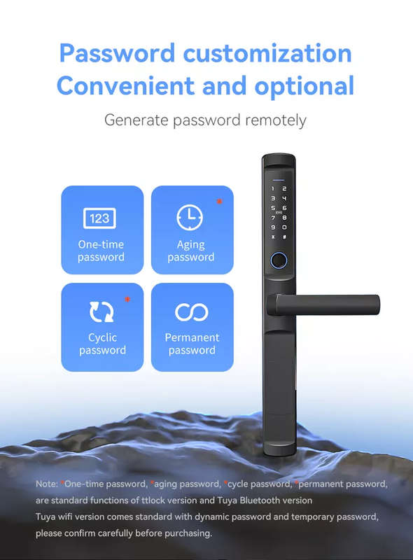 Smart Life Tuya WIFI Waterproof Access Control Fingerprint Keypad Card Door Handle Lock F2 (Black)