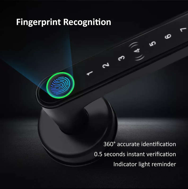 Smart Life Tuya Bluetooth Access Control Fingerprint Keypad Card Door Handle Lock (Silver)
