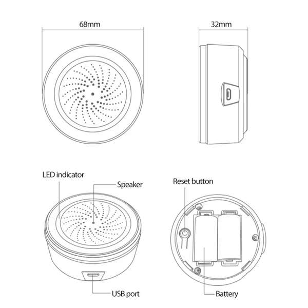 Smart Life Tuya Zigbee Siren Alarm / Chime Speaker | 90dB | 5V