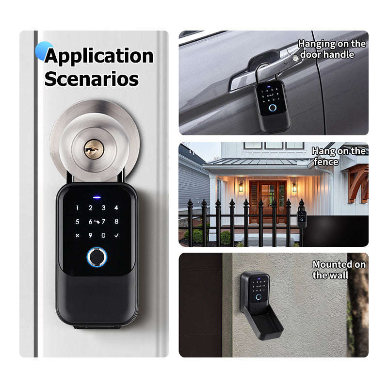 Smart Life Tuya Bluetooth Access Control Fingerprint Keypad Card Key Box (Black)