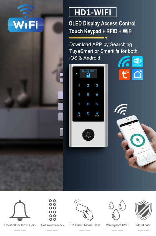 Smart Life Tuya WIFI Waterproof 12V Access Control Keypad Card Doorbell Gate Garage HD1