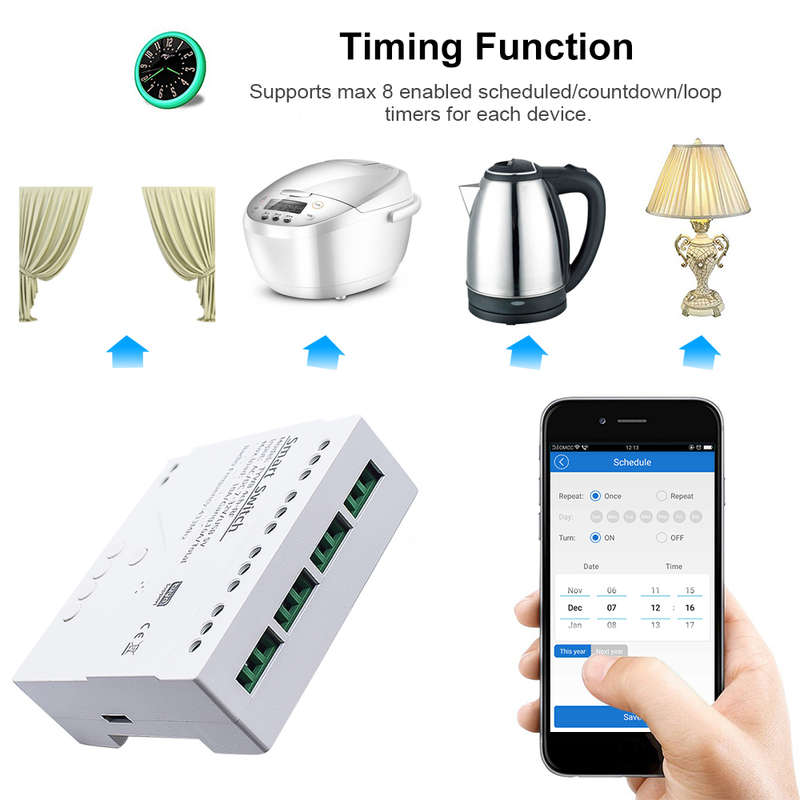 Smart Life Tuya Zigbee 4CH 5V or 85-250V Door Gate Garage Opener Inching Relay Module with RF433Mhz