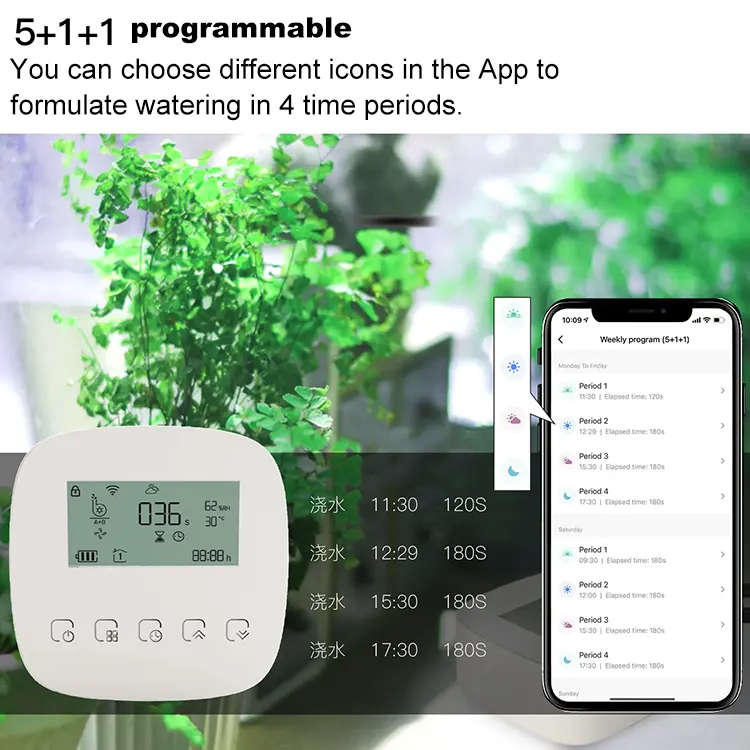 Smart Life Tuya WIFI 2CH Watering Switch Drip Irrigation Pump Sprinkler w/ Batteries & Solar Panel