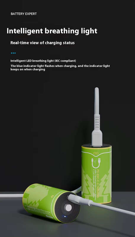 BESTON C Cell USB C Rechargeable Lithium-ion Battery | 1.5V | 4900mAh | 2 Pack