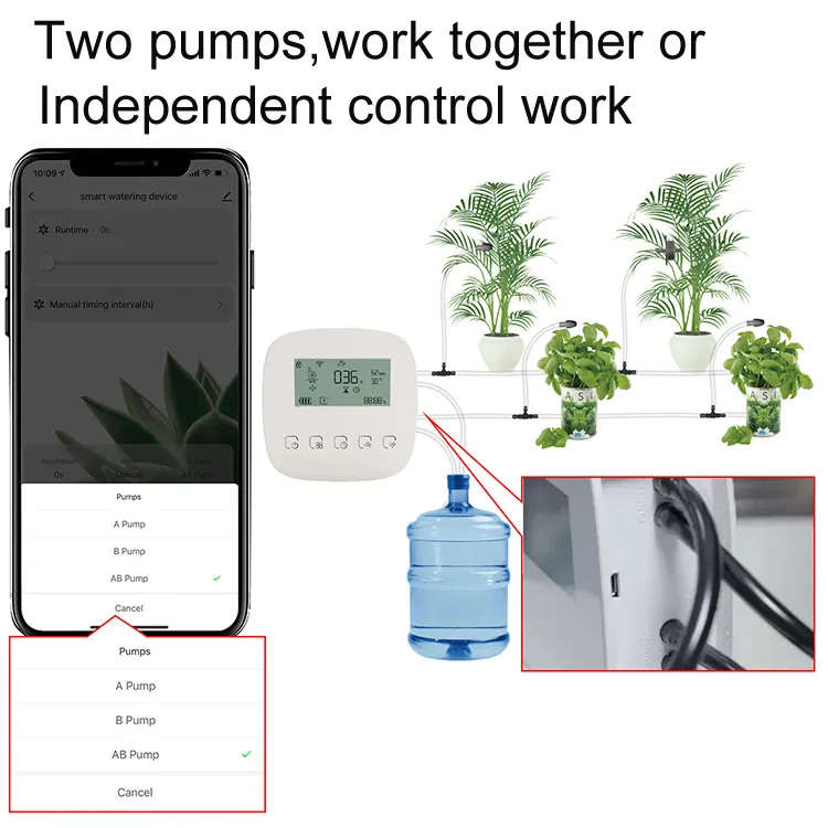 Smart Life Tuya WIFI 2CH Watering Switch Drip Irrigation Pump Sprinkler w/ Batteries & Solar Panel