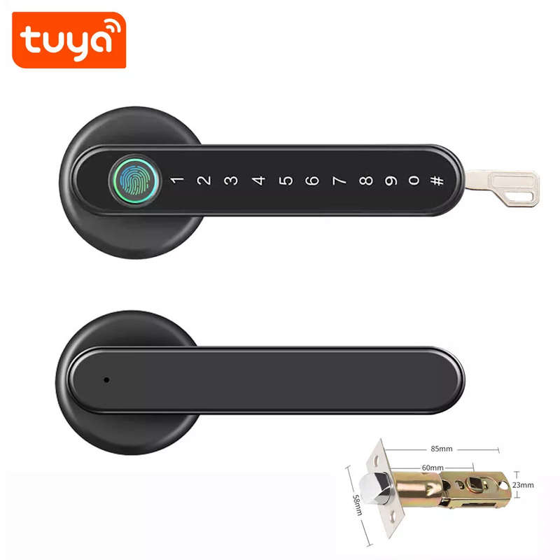 Smart Life Tuya Bluetooth Access Control Fingerprint Keypad Door Handle Lock T8 (Black)