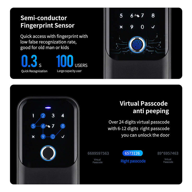 Smart Life Tuya Bluetooth Access Control Fingerprint Keypad Card Key Box (Black)