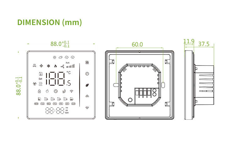 Smart Life Tuya WIFI Thermostat LCD Display Touch Screen Floor Heating Temperature Controller (Bl...