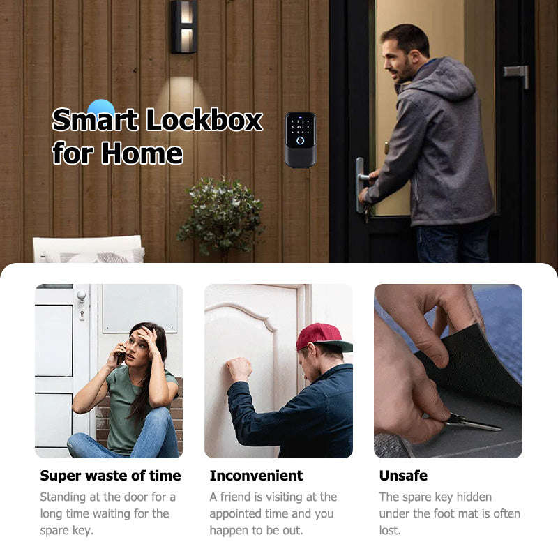 Smart Life Tuya Bluetooth Access Control Fingerprint Keypad Card Key Box (Black)