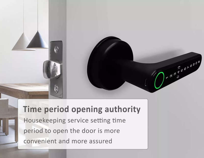 Smart Life Tuya Bluetooth Access Control Fingerprint Keypad Card Door Handle Lock (Silver)