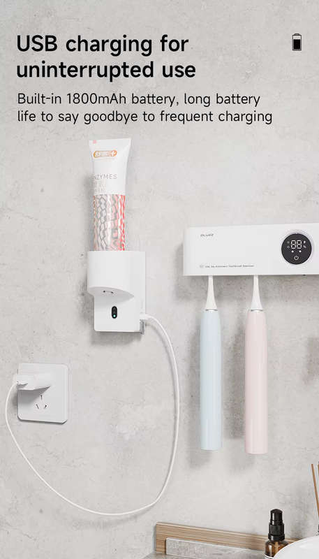 Electric Toothpaste Squeezer Dispenser | 5V Rechargeable | Fits Toothpaste Tube | Wall Mounted