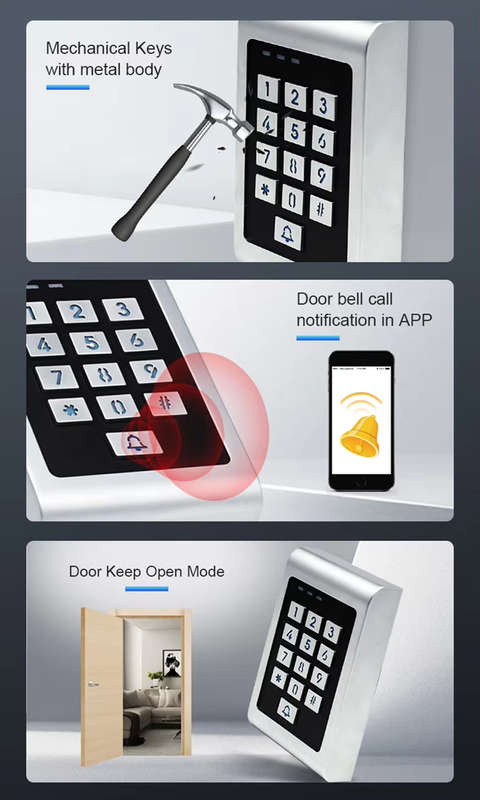 Smart Life Tuya WIFI Access Control 12V Keypad Card Doorbell for Door Gate Garage | IP66 Waterproof