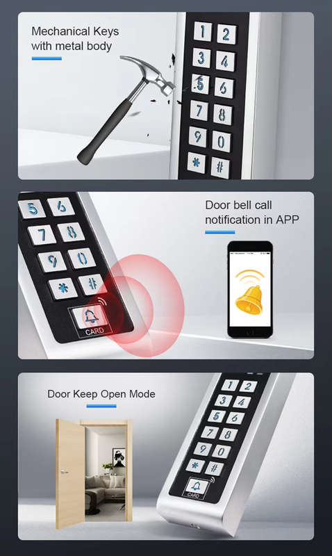 Smart Life Tuya WIFI Access Control 12V Keypad Card Doorbell for Door Gate Garage | IP66 Waterproof