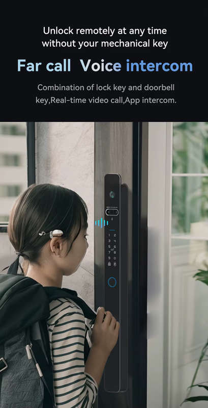 Smart Life Tuya WIFI Access Control Face Fingerprint Keypad Card Video Doorbell Intercom Handle Lock