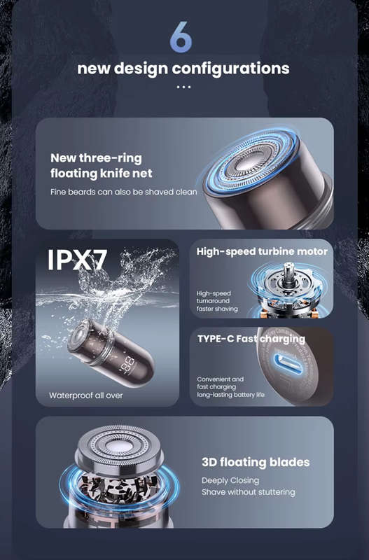 Portable Waterproof Electric Shaver Mini Razor for Wet & Dry Use | 5V Rechargeable