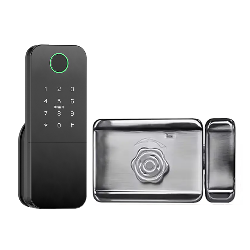 Smart Life Tuya WIFI Fingerprint Keypad Card Door Handle Rim Lock w/ Remote (Black)