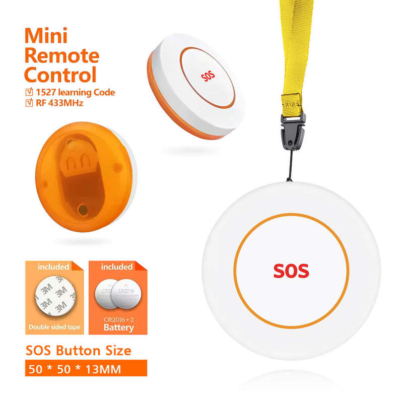 Wireless SOS Emergency Panic Button w/ Lanyard for Tuya Pager Alarm System | RF433 EV1527