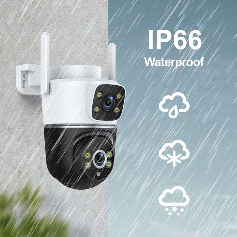 Smart Life Tuya WIFI 4MP HD PTZ CCTV Double Camera w/ 2 way audio | IP66 Waterproof | 12V