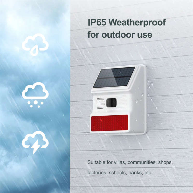 Outdoor Solar Flash & Sound 100DB Siren for Tuya Alarm System | RF433 EV1527