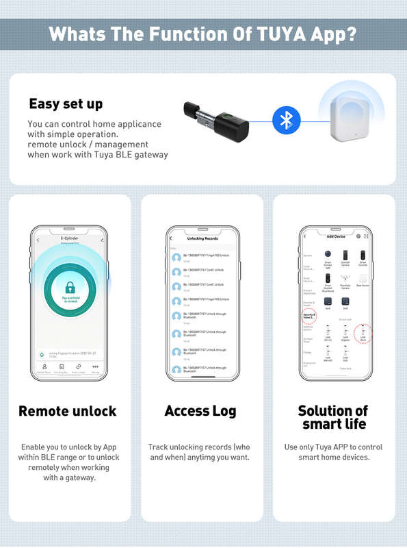 Smart Life Tuya Bluetooth Access Control Fingerprint Keypad Card Key Cylinder Door Lock (Black)